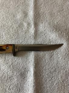 Case XX Fixed Blade Knife USA MF5 SSP 3-DOT 1977 Blue Scroll Stag #11-25-08