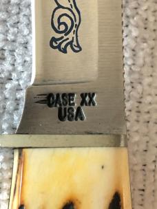 Case XX Fixed Blade Knife USA 516-5 SSP 3-DOT 1977 Blue Scroll Stag #11-25-10