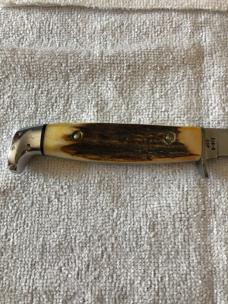 Case XX Fixed Blade Knife USA 516-5 SSP 3-DOT 1977 Blue Scroll Stag #11-25-10