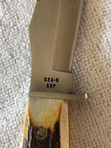 Case XX Fixed Blade Knife USA 523-5 SSP 3-DOT 1977 Blue Scroll Stag #11-25-11