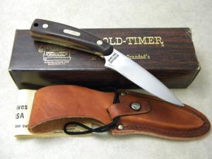 Schrade Old Timer USA 154 OT Sharp Finger Fixed Blade Knife w/Leather Sheath NIB