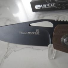 This is the Viper Cutlery Free, has Brown G10 handles and the steel is D2.  