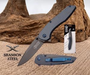 Elite Tactical Folding Pocket Knife ET-1014 Carbon Fiber Handle DropPoint Blade