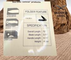 Elite Tactical Folding Pocket Knife ET-1014 Carbon Fiber Handle DropPoint Blade