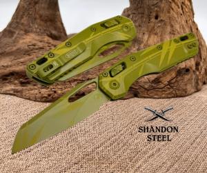 Microtech MSI RAM-LOK Manual Folder Cerakote Green Bamboo Aluminum Handle M390