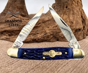 GERMAN BULL TRADITIONAL 2 BLADE POCKET KNIFE MUSKRAT BLUE PICK BONE GB-108BLPB