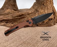 SENCUT Glenspar 3.45" Black 9Cr18MoV Blade Brown Canvas Micarta Handle S25046-3 