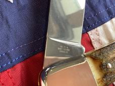 J A Henckels Lg approx 5” Folding Hunter with Nice Stag Handles +Orig Sheath