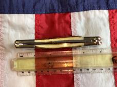 J A Henckels Lg approx 5” Folding Hunter with Nice Stag Handles +Orig Sheath