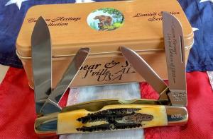 Bear & Son 4+” Congress w/ Great Bone Stag Handles in Orig Tin -NOS