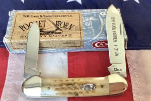Case xx 1999 Pearl Premier Abalone Shield 1 of 100 Mdl# 62131 SS w Sweet Greenish Bone Handles -NOS 