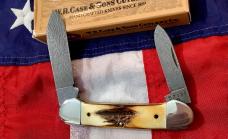 Case xx 1996 Canoe (52131D) w/ Damascus Blades & Great Wide Stag Handles -NOS & M/NM