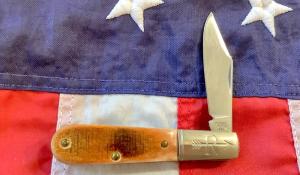 Russell Barlow Pocket Knife w/ Great Brown Bone Handles -NOS