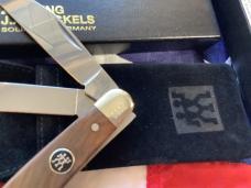 Vintage J A Henckels Stockman (HK3-GSW) Pocket Knife w/ GunStock Walnut Handles -COA & Orig Box
