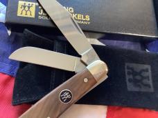 Vintage J A Henckels Stockman (HK3-GSW) Pocket Knife w/ GunStock Walnut Handles -COA & Orig Box