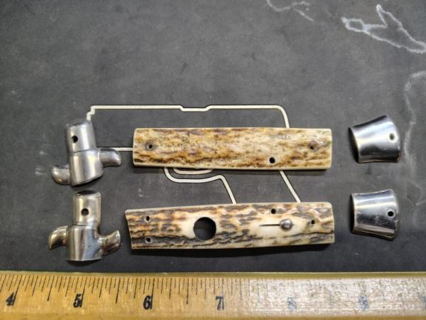 Set of Stag Handles Matching Bolsters for 9 inch Made Italy Stiletto Switchblade 