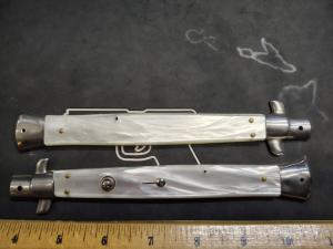 Set of White Acrylic Handles Matching Bolsters  Liners for 13 inch Maniago Italy Switchblade 