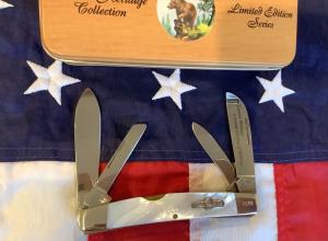 Bear & Son 4” Congress w/ Flashy Mother of Pearl Handles in Orig Tin -NOS