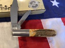 Russell (Green River Works) Barlow Pocket Knife w/ Fat Stag Handles & Blade Etch - NOS