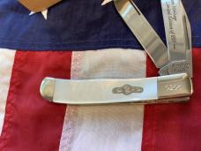 Bear & Son 4 1/2” Trapper w/ Flashy Mother of Pearl Handles in Orig Tin -NOS
