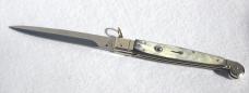 AGA CAMPOLIN 12" SICILIANO FIGHTING KNIFE RING PULL BEAUTIFUL HORN SCALES - 4 MM BLADE N/S BOLSTERS