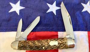 J A Henckels Old 3 Blade Whittler Pocket Knife w/ Sweet Old Bone Handles! NM