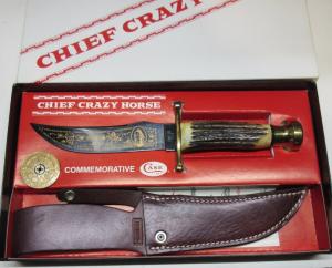 Case XX Chief Crazy Horse Commemorative Knife With Box, Scabbard, Papers 3502/5000