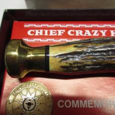 Case XX Chief Crazy Horse Commemorative Knife With Box, Scabbard, Papers 3502/5000