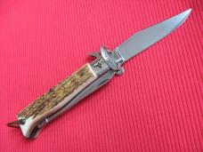 Vintage Italian LEPRE Shell Puller Fulcrum Stag Switchblade Knife