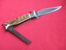 Vintage Italian LEPRE Shell Puller Fulcrum Stag Switchblade Knife