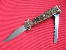 Vintage Italian LEPRE Shell Puller Fulcrum Stag Switchblade Knife