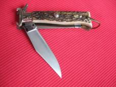 Vintage Italian LEPRE Shell Puller Fulcrum Stag Switchblade Knife