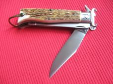 Vintage Italian LEPRE Shell Puller Fulcrum Stag Switchblade Knife