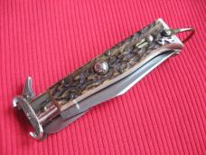 Vintage Italian LEPRE Shell Puller Fulcrum Stag Switchblade Knife