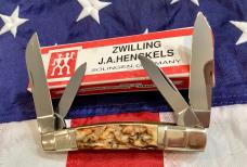 J A Henckels Congress Knife w/ Great Stag Handles - NOS in Replacement Box