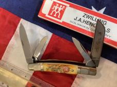 J A Henckels Congress Knife w/ Great Stag Handles - NOS in Replacement Box