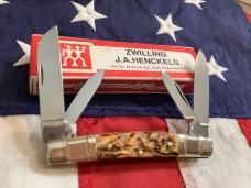 J A Henckels Congress Knife w/ Great Stag Handles - NOS in Replacement Box