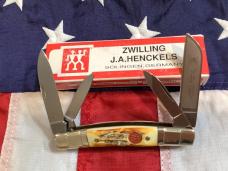 J A Henckels Congress Knife w/ Great Stag Handles - NOS in Replacement Box