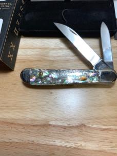 Case XX 8249 Wharncliffe & Pen Blades Smooth Abalone Copperhead 2021 Date Stamp Velvet Box & Sleeve 
