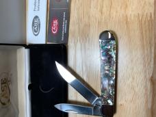 Case XX 8249 Wharncliffe & Pen Blades Smooth Abalone Copperhead 2021 Date Stamp Velvet Box & Sleeve 