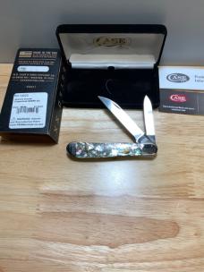 Case XX 8249 Wharncliffe & Pen Blades Smooth Abalone Copperhead 2021 Date Stamp Velvet Box & Sleeve 