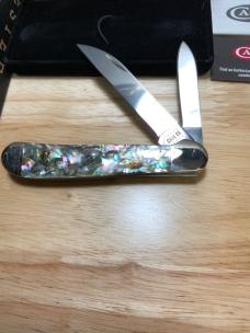 Case XX 8249 Wharncliffe & Pen Blades Smooth Abalone Copperhead 2021 Date Stamp Velvet Box & Sleeve 