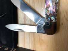 Case XX 8249 Wharncliffe & Pen Blades Smooth Abalone Copperhead 2021 Date Stamp Velvet Box & Sleeve 