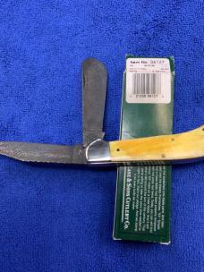 CASE XX 2009 David YellowHorse Damascus Native Steel Antique Bone Saddlehorn 