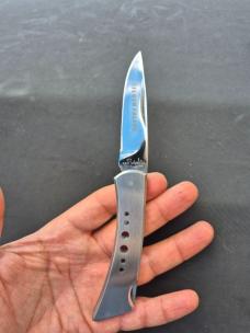3 7/8" Silver Falcon Lockback Folding Knife, 440 Stainless Steel