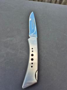 3 7/8" Silver Falcon Lockback Folding Knife, 440 Stainless Steel