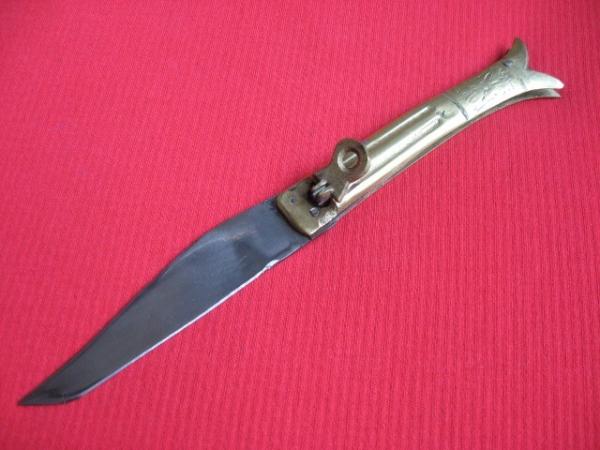 Made in India 9" Brass Leverlock Switchblade Knife