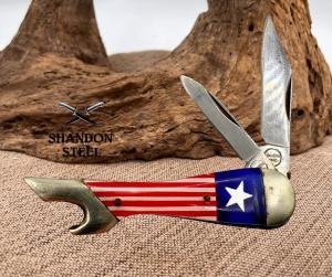 Remington UMC Vintage American Flag Lady Leg Bottle Opener & Pocket Knife (79)