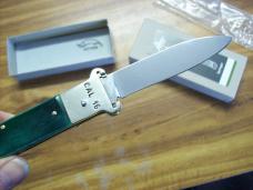 Hubertus Knife Shellpuller Patronenzieher Solingen Germany Rare Green Bone Large Size 11 UNUSED NIB.
