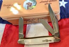Bear & Son Stockman w/ Flashy Mother of Pearl Handles in Orig Tin -NOS